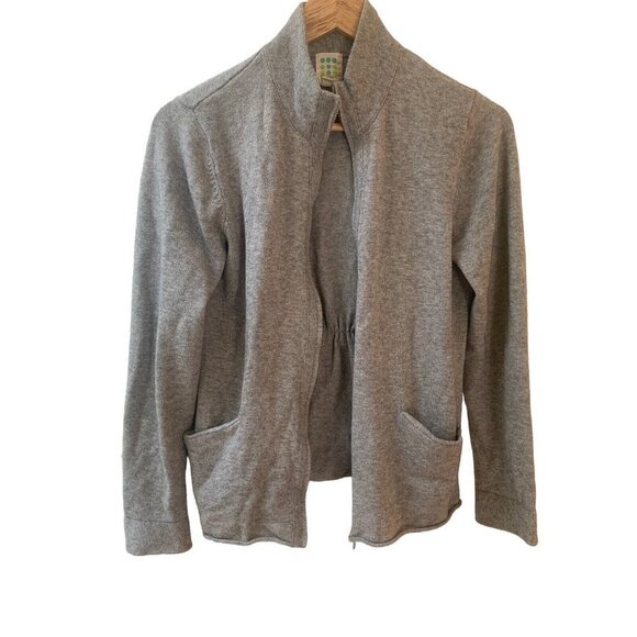 Title Nine Sweater Jacket Wool Cotton Blend Gray Full Zip Mock Neck Cardigan S - Picture 3 of 10